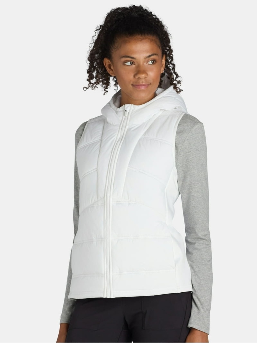 Avia Women's Hooded Quilted Vest Size Large Minimalist Athleisure Running